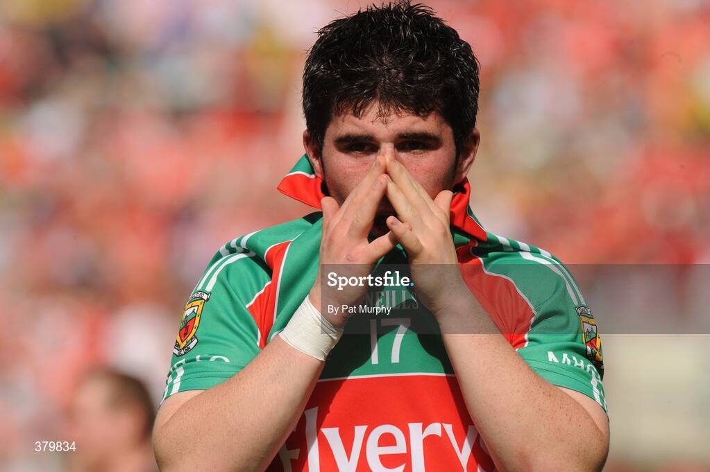 20 September 2009; John Carney, Mayo, shows his disapointment after the final whistle. ESB GAA Football All-Ireland Minor Championship Final, Armagh v Mayo, Croke Park, Dublin. Picture credit: Pat Murphy / SPORTSFILE