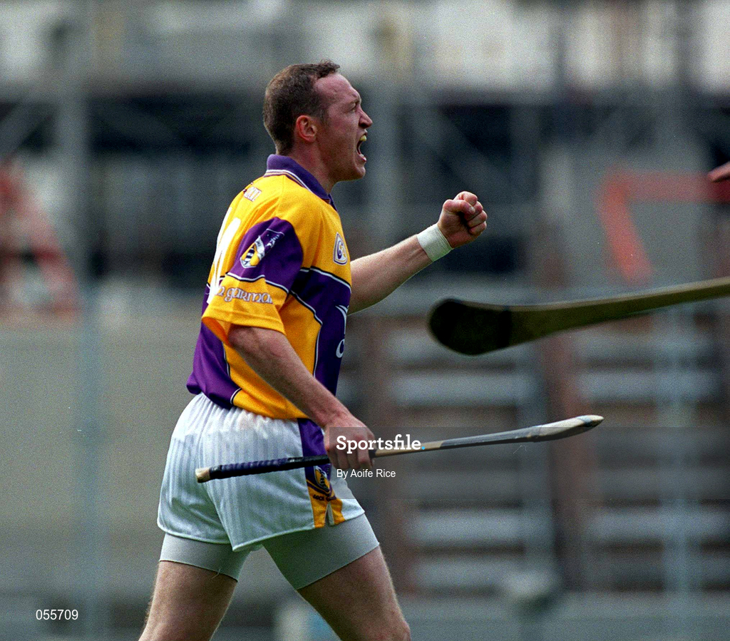 18 June 2000; Larry Murphy of Wexford celebrates after scoring his side's goal during the Guinness Leinster Senior Hurling Championship Semi-Final match between Offaly and Wexford at Croke Park in Dublin. Photo by Aoife Rice/Sportsfile