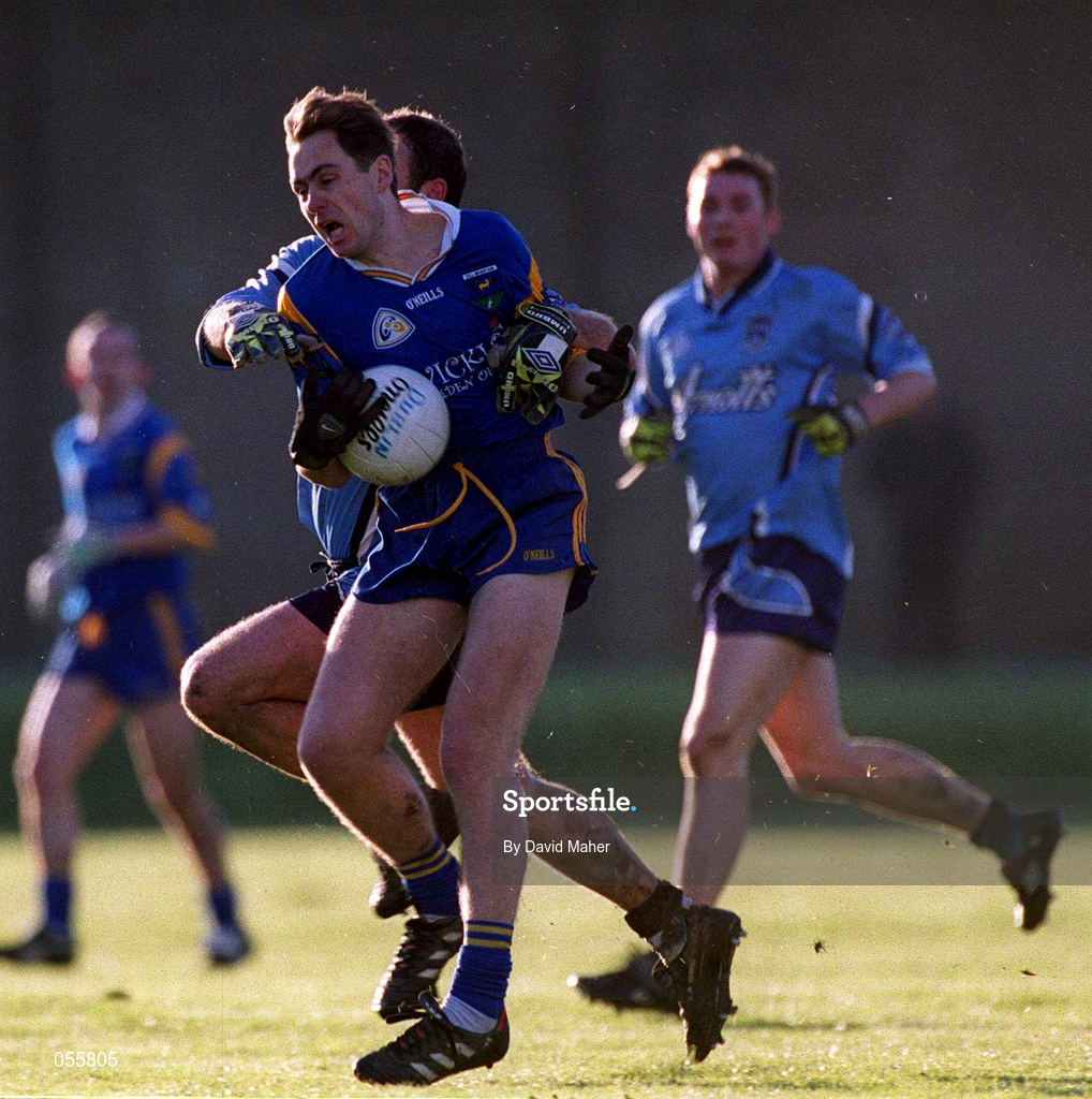21 January 2001; Brian Whelan of Wicklow is tackled by Vinny Murphy of Dublin during the O'Byrne Cup Quarter-Final match between Wicklow and Dublin at the County Grounds in Aughrim, Wicklow. Photo by David Maher/Sportsfile