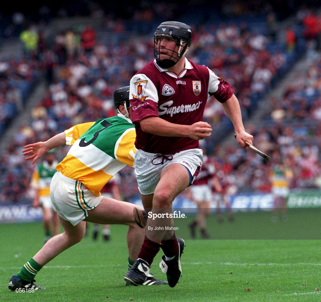 13 August 2000; David Greene of Galway in action against Offaly during the All-Ireland Minor Hurling Championship Semi-Final match between Galway and Offaly at Croke Park in Dublin. Photo by John Mahon/Sportsfile