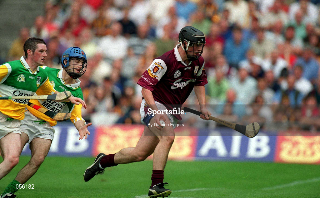 13 August 2000; David Greene of Galway in action against Offaly during the All-Ireland Minor Hurling Championship Semi-Final match between Galway and Offaly at Croke Park in Dublin. Photo by Damien Eagers/Sportsfile