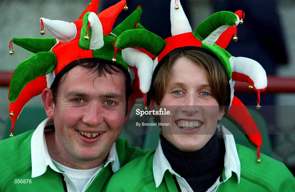 17 February 2001; Ireland rugby supporters Eamon English and Claire Captice from Ballyporeen, Tipperary, prior to the Lloyds TSB Six Nations Rugby Championship match between Ireland and France at Lansdowne Road in Dublin. Photo by Brendan Moran/Sportsfile