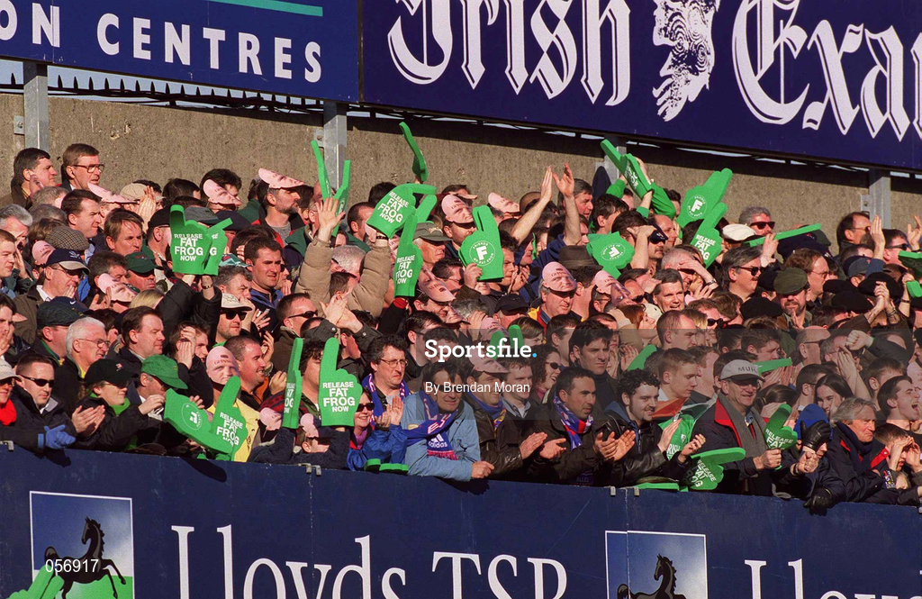 17 February 2001; Ireland supporters look on during the Lloyds TSB Six Nations Rugby Championship match between Ireland and France at Lansdowne Road in Dublin. Photo by Brendan Moran/Sportsfile