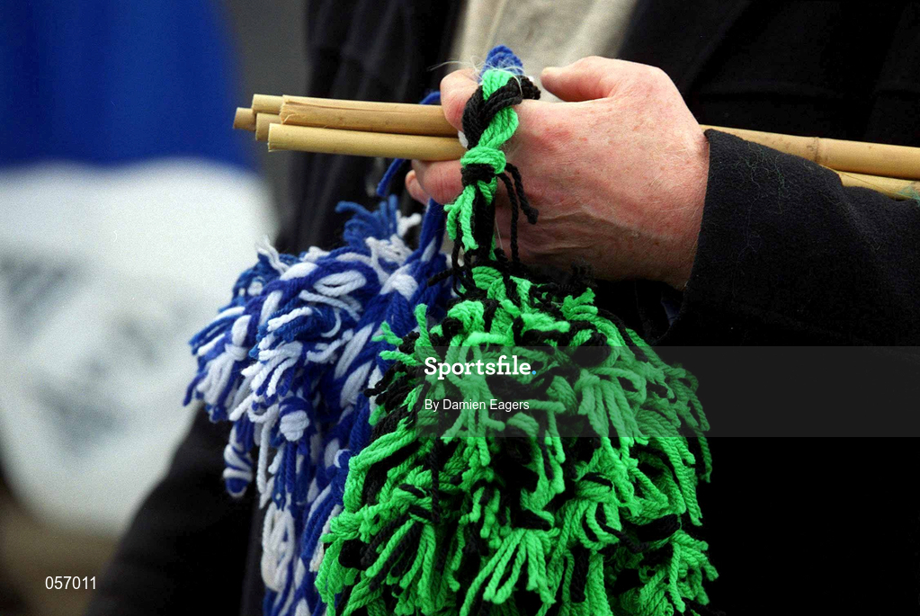 18 February 2001; A merchandise seller sells headbands in the colours of Nemo Rangers and O'Hanrahan's prior to the AIB All-Ireland Senior Club Football Championship Semi-Final match between Nemo Rangers and O'Hanrahan's at Clonmel Sportsfield in Clonmel, Tipperary. Photo by Damien Eagers/Sportsfile