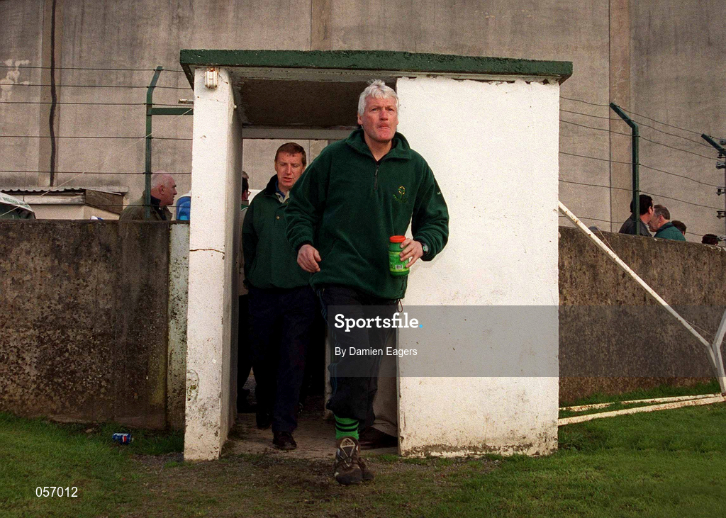 18 February 2001; Nemo Rangers manager Billy Morgan and selector Dinny Allen, left, make their way to the pitch prior to the AIB All-Ireland Senior Club Football Championship Semi-Final match between Nemo Rangers and O'Hanrahan's at Clonmel Sportsfield in Clonmel, Tipperary. Photo by Damien Eagers/Sportsfile
