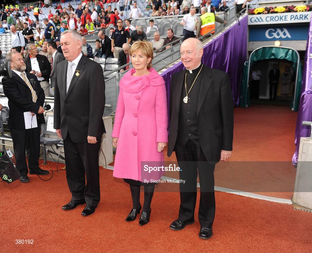 20 September 2009; Dr. Dermot Clifford, Archbishop of Cashel and Emly and patron of the GAA, with Uachtarán Chumann Lúthchleas Gael Criostóir Ó Cuana and his wife Anne before making their way to their seats. ESB GAA Football All-Ireland Minor Championship Final, Armagh v Mayo, Croke Park, Dublin. Picture credit: Stephen McCarthy / SPORTSFILE