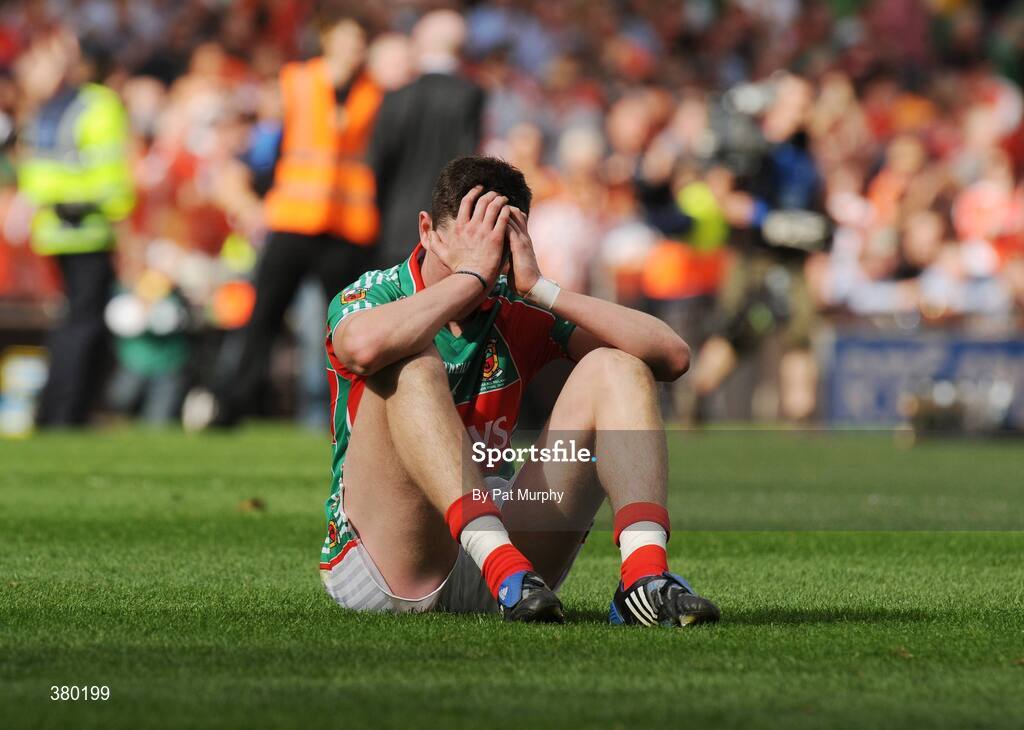 20 September 2009; David Gavin, Mayo, shows his disapointment after the final whistle. ESB GAA Football All-Ireland Minor Championship Final, Armagh v Mayo, Croke Park, Dublin. Picture credit: Pat Murphy / SPORTSFILE