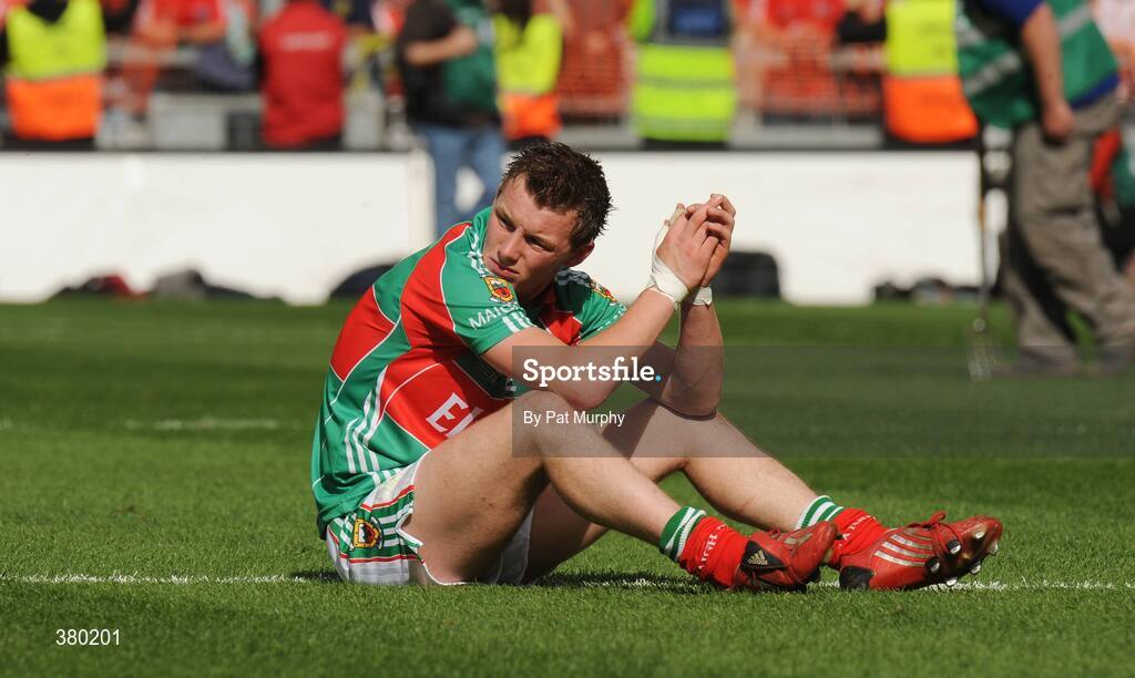 20 September 2009; Michael Walsh, Mayo, shows his disapointment after the game. ESB GAA Football All-Ireland Minor Championship Final, Armagh v Mayo, Croke Park, Dublin. Picture credit: Pat Murphy / SPORTSFILE