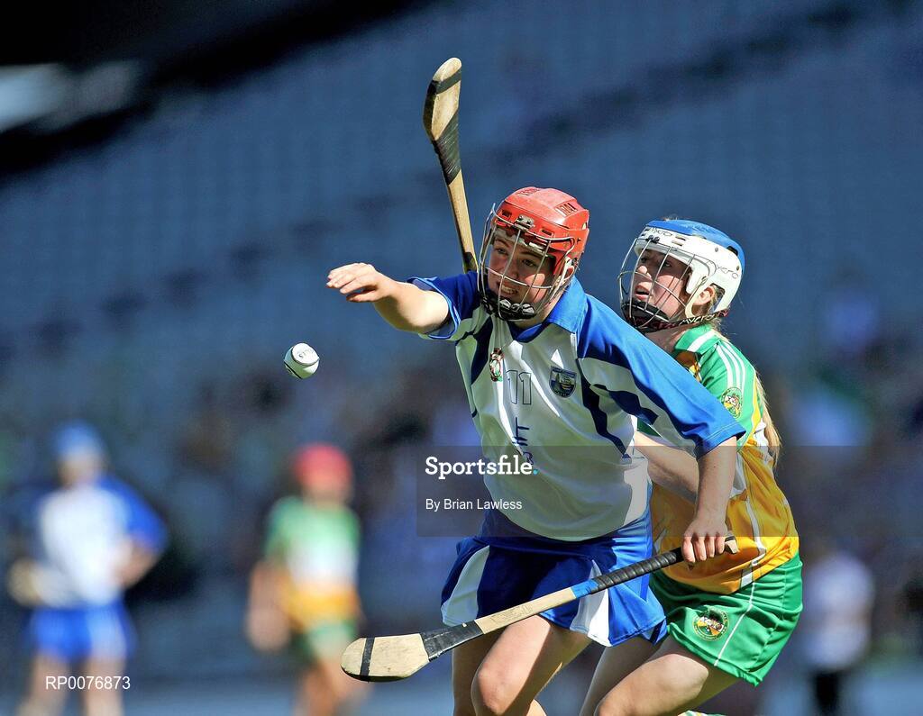 13 September 2009; Aine Lyng, Waterford, in action against Lorraine Keena, Offaly. Gala All-Ireland Junior Camogie Championship Final, Offaly v Waterford, Croke Park, Dublin. Picture credit: Brian Lawless / SPORTSFILE