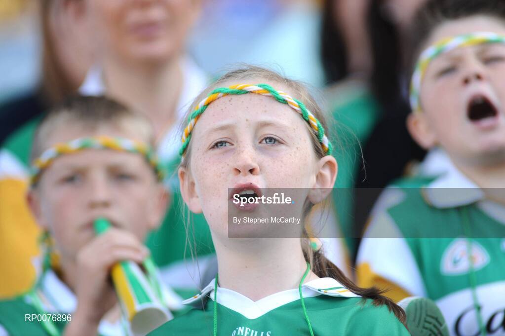 13 September 2009; An Offaly supporter during the game. Gala All-Ireland Junior Camogie Championship Final, Offaly v Waterford, Croke Park, Dublin. Picture credit: Stephen McCarthy / SPORTSFILE