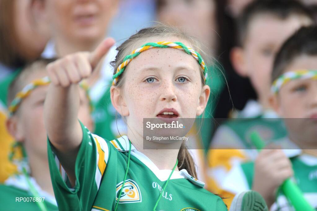 13 September 2009; An Offaly supporter during the game. Gala All-Ireland Junior Camogie Championship Final, Offaly v Waterford, Croke Park, Dublin. Picture credit: Stephen McCarthy / SPORTSFILE