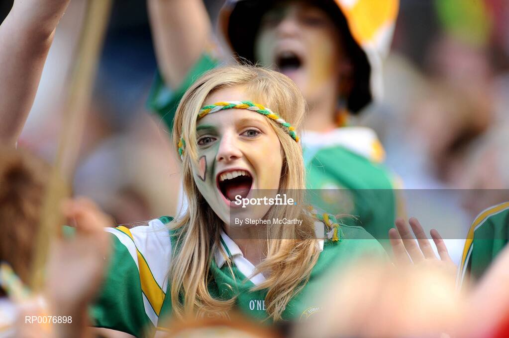 13 September 2009; An Offaly supporter during the game. Gala All-Ireland Junior Camogie Championship Final, Offaly v Waterford, Croke Park, Dublin. Picture credit: Stephen McCarthy / SPORTSFILE
