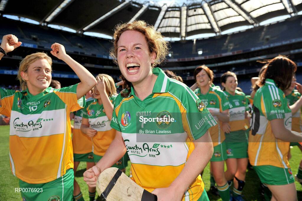 13 September 2009; Offaly's Sheila Sullivan celebrates after the match. Gala All-Ireland Junior Camogie Championship Final, Offaly v Waterford, Croke Park, Dublin. Picture credit: Brian Lawless / SPORTSFILE