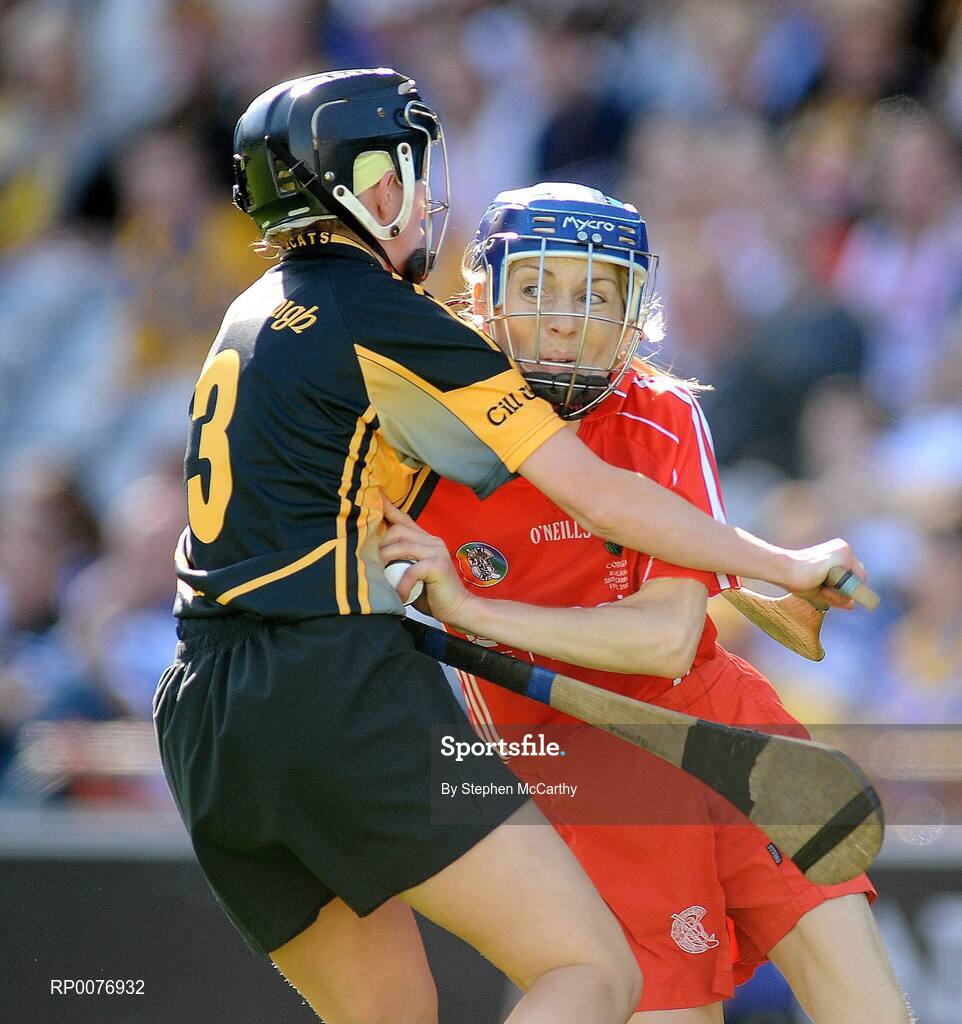 13 September 2009; Rachel Moloney, Cork, in action against Cathrine Doherty, Kilkenny. Gala All-Ireland Senior Camogie Championship Final, Cork v Kilkenny, Croke Park, Dublin. Picture credit: Stephen McCarthy / SPORTSFILE