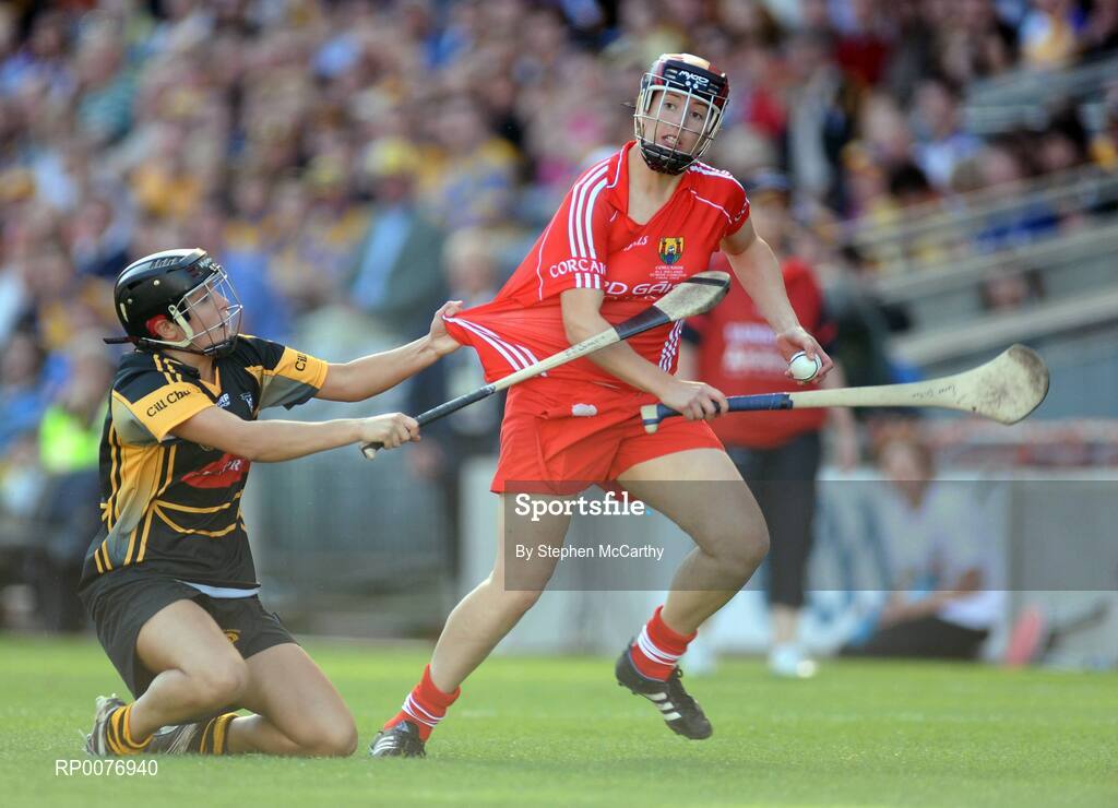 13 September 2009; Emer O'Farrell, Cork, in action against Deidre Delaney, Kilkenny. Gala All-Ireland Senior Camogie Championship Final, Cork v Kilkenny, Croke Park, Dublin. Picture credit: Stephen McCarthy / SPORTSFILE