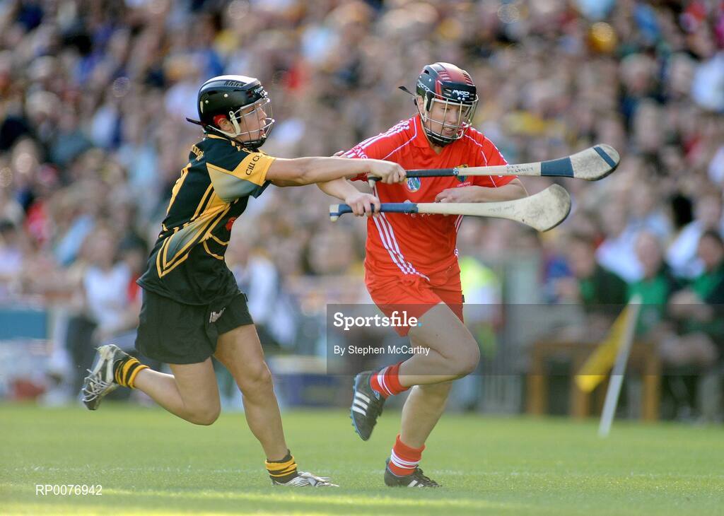 13 September 2009; Emer O'Farrell, Cork, in action against Deidre Delaney, Kilkenny. Gala All-Ireland Senior Camogie Championship Final, Cork v Kilkenny, Croke Park, Dublin. Picture credit: Stephen McCarthy / SPORTSFILE