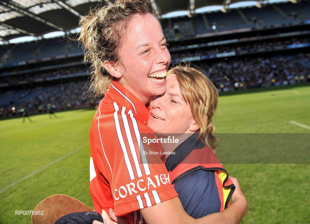 13 September 2009; Cork manager Denise Cronin celebrates with Orla Cotter after the match. Gala All-Ireland Senior Camogie Championship Final, Cork v Kilkenny, Croke Park, Dublin. Picture credit: Brian Lawless / SPORTSFILE