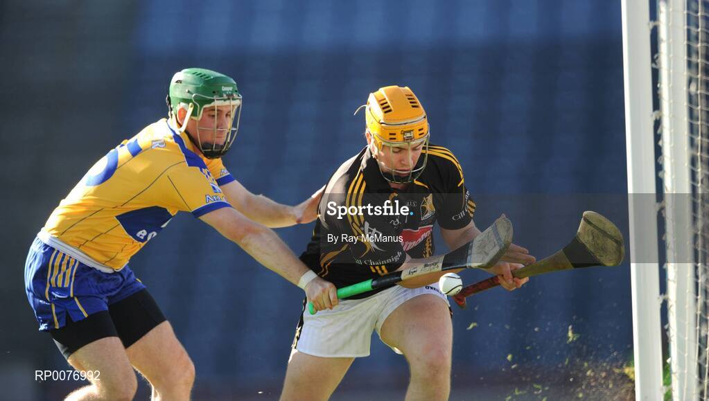 13 September 2009; Kilkenny goalkeeper Colin McGrath prepares to clear under pressure from Clare corner-forward Colin Ryan. Bord Gais Energy GAA All-Ireland U21 Hurling Championship Final, Clare v Kilkenny, Croke Park, Dublin. Picture credit: Ray McManus  / SPORTSFILE