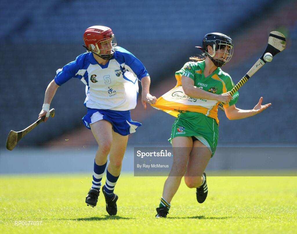 13 September 2009; Marion Crean, Offaly, in action against Grainne Kenneally, Waterford. Gala All-Ireland Junior Camogie Championship Final, Offaly v Waterford, Croke Park, Dublin. Picture credit: Ray McManus / SPORTSFILE