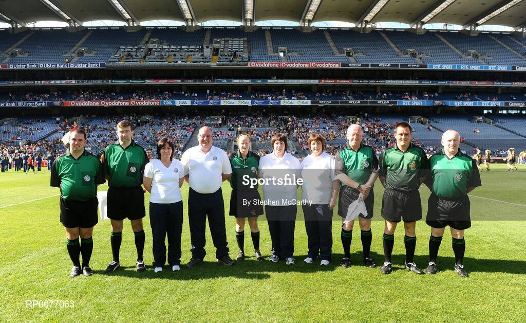 13 September 2009; Referee Una Kearney with her match officials. Gala All-Ireland Senior Camogie Championship Final, Cork v Kilkenny, Croke Park, Dublin. Picture credit: Stephen McCarthy / SPORTSFILE