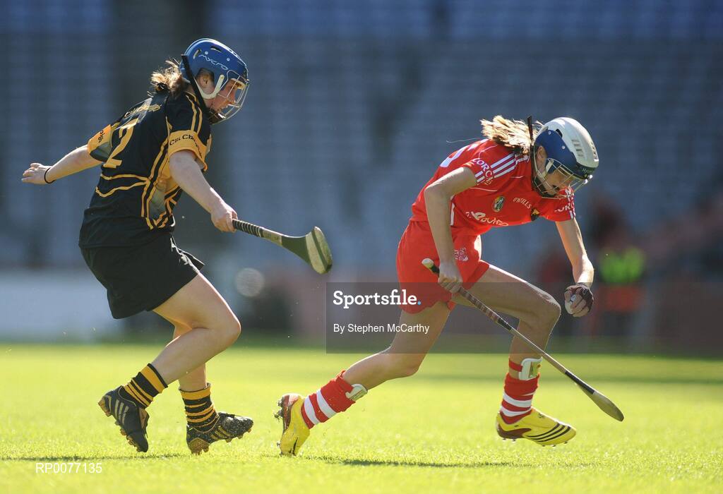 13 September 2009; Katriona Mackey, Cork, in action against Leann Fennelly, Kilkenny. Gala All-Ireland Senior Camogie Championship Final, Cork v Kilkenny, Croke Park, Dublin. Picture credit: Stephen McCarthy / SPORTSFILE