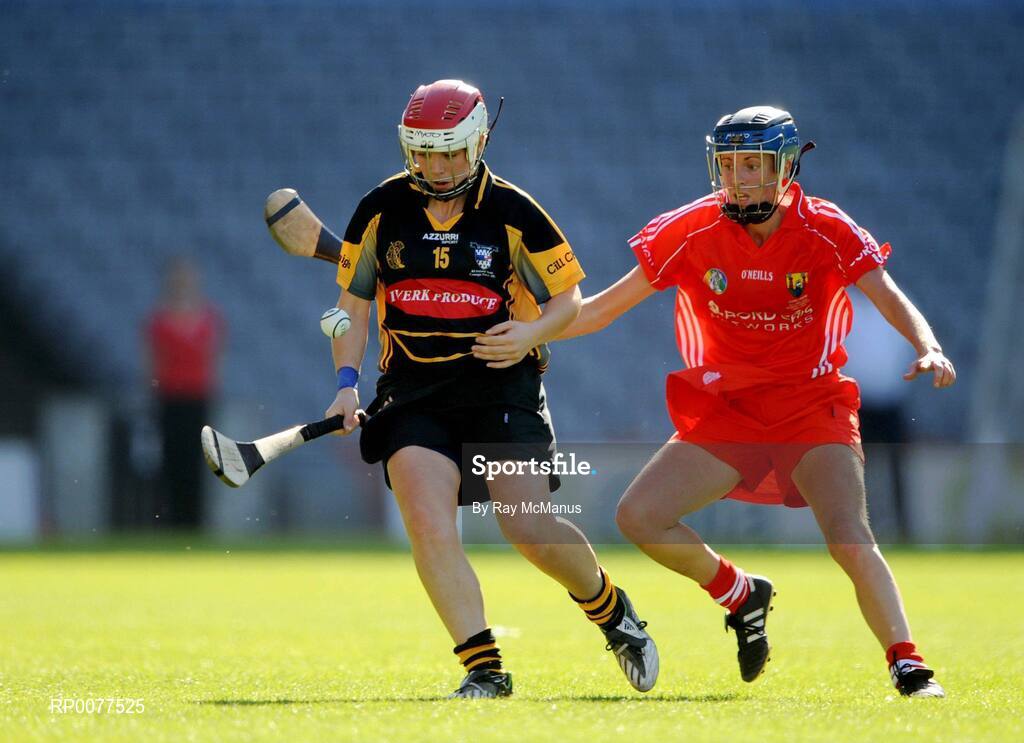 13 September 2009; Aoife Neary, in action against Jenny Duffy, Cork. Gala All-Ireland Senior Camogie Championship Final, Cork v Kilkenny, Croke Park, Dublin. Picture credit: Ray McManus / SPORTSFILE