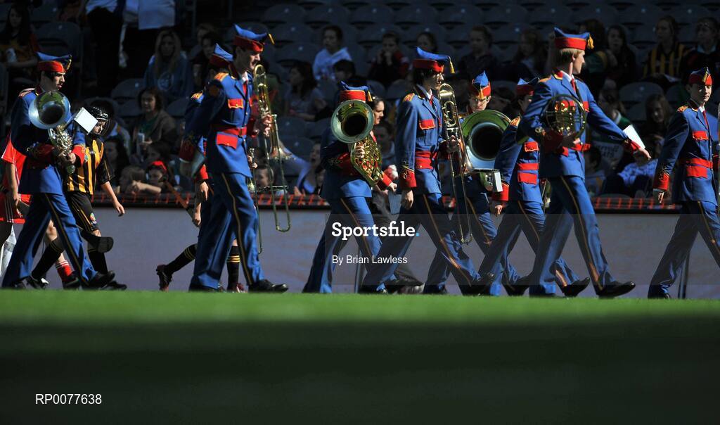 13 September 2009; The Artane Band make their way off the pitch. Gala All-Ireland Junior Camogie Championship Final, Offaly v Waterford, Croke Park, Dublin. Picture credit: Brian Lawless / SPORTSFILE