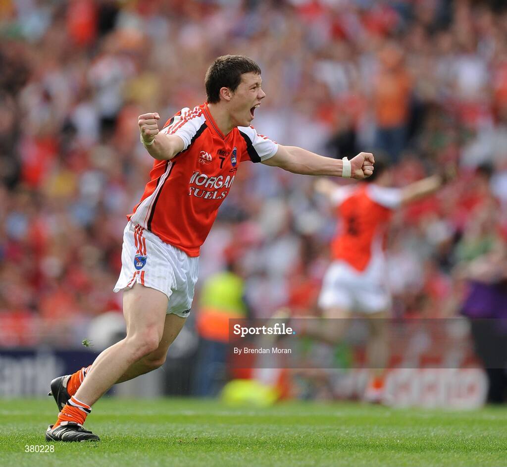 20 September 2009; James Morgan, Armagh, celebrates at the final whistle. ESB GAA Football All-Ireland Minor Championship Final, Armagh v Mayo, Croke Park, Dublin. Picture credit: Brendan Moran / SPORTSFILE