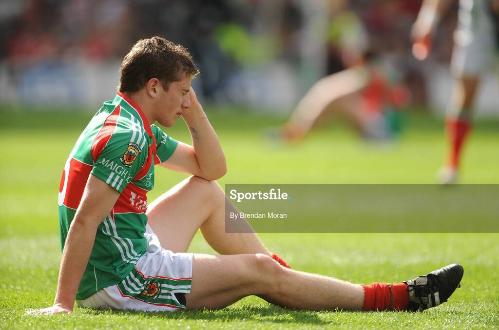 20 September 2009; A dejected Keith Rogers, Mayo, at the final whistle. ESB GAA Football All-Ireland Minor Championship Final, Armagh v Mayo, Croke Park, Dublin. Picture credit: Brendan Moran / SPORTSFILE