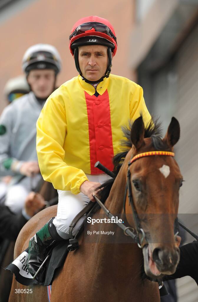 5 September 2009; Jockey Niall McCullagh onboard his mount Mary James before the Irish Independent European Breeders Fund Fillies Maiden. Leopardstown Racecourse, Dublin. Picture credit: Pat Murphy / SPORTSFILE