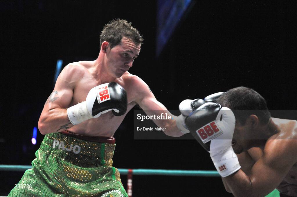 26 September 2009; Patrick Hyland, left, in action against Manuel Sequera during their International featherweight bout. Hunky Dorys Fight Night Undercard, The O2, Dublin. Picture credit: David Maher / SPORTSFILE