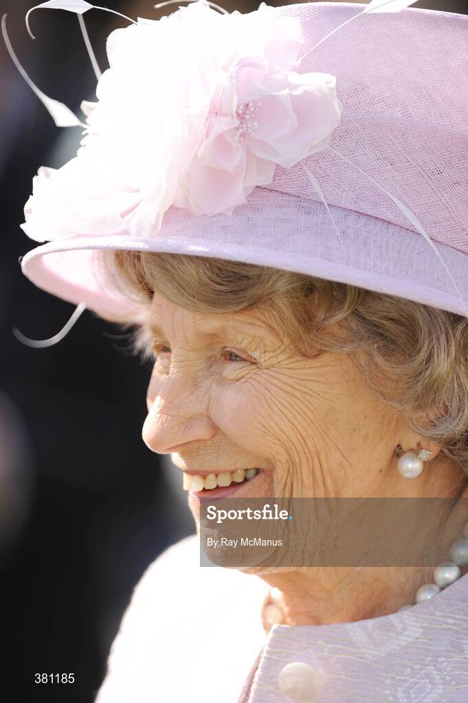 12 September 2009; Mrs Jacqueline O'Brien enjoying the races. The Curragh Racecourse, Co. Kildare. Picture credit: Ray McManus / SPORTSFILE