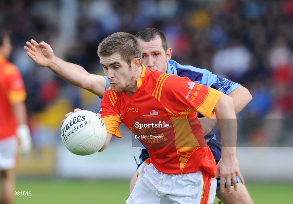 4 October 2009; Stephen Collins, Horeswood, in action against Joe O'Connor, St Anne's. Wexford County Senior Football Final, Horeswood v St Anne's, Wexford Park, Wexford. Picture credit: Matt Browne / SPORTSFILE