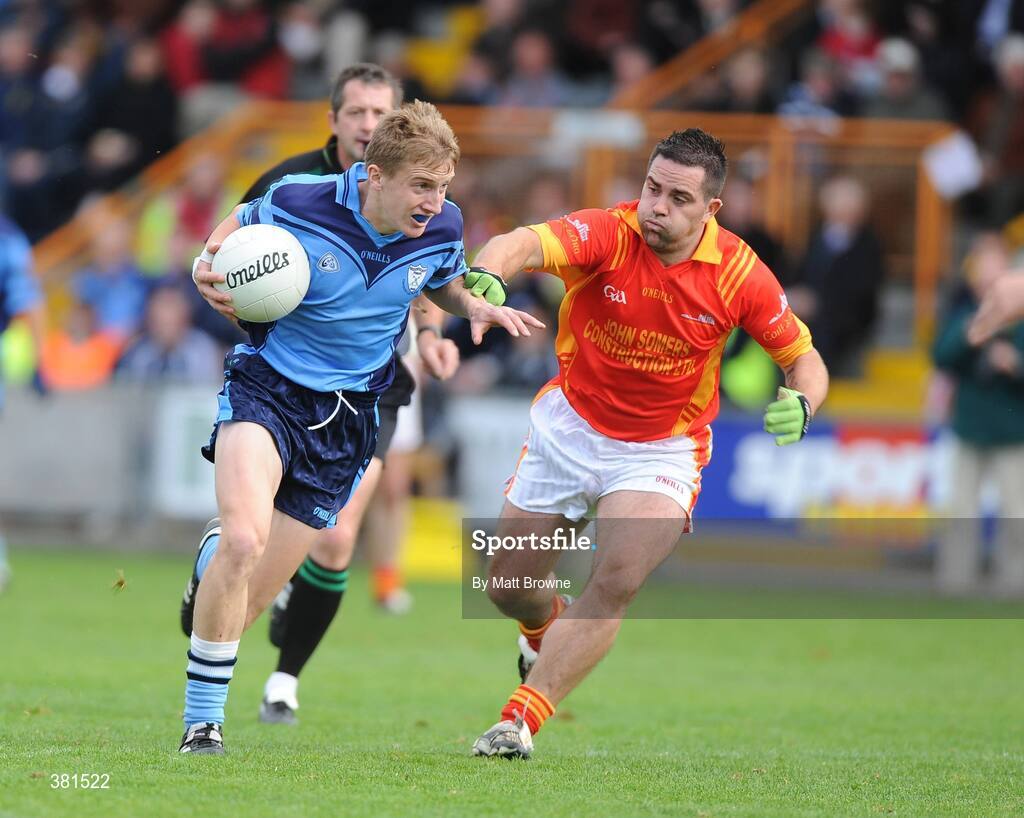 4 October 2009; Liam Og McGovern, St Anne's, in action against Darren O'Reilly, Horeswood. Wexford County Senior Football Final, Horeswood v St Anne's, Wexford Park, Wexford. Picture credit: Matt Browne / SPORTSFILE