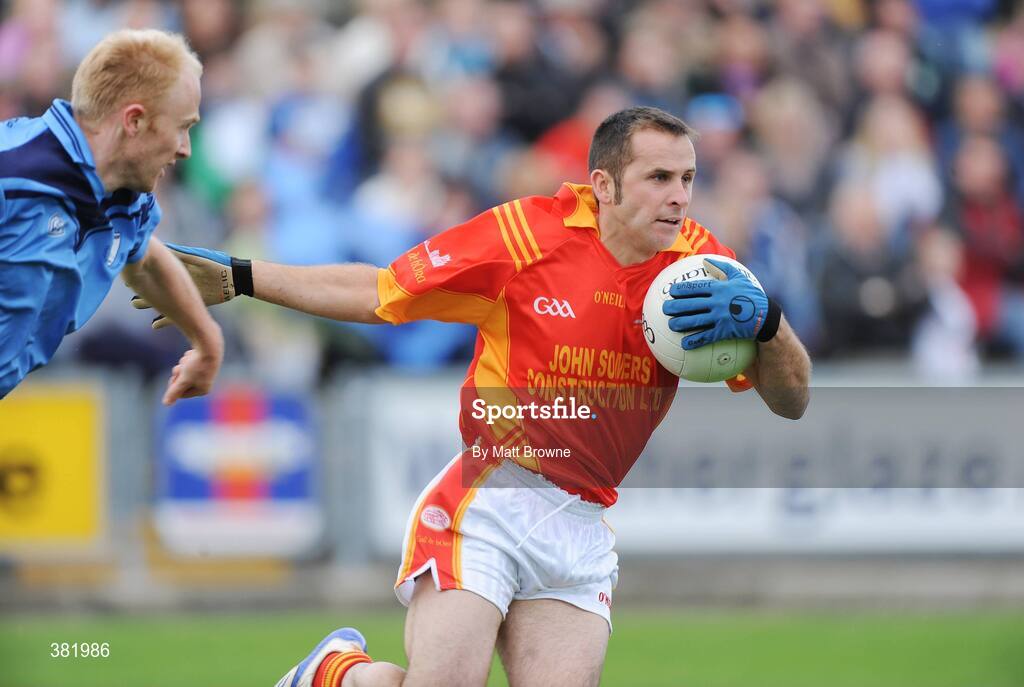 4 October 2009; Jim Wall, Horeswood, in action against Cian McGovern, St Anne's. Wexford County Senior Football Final, Horeswood v St Anne's, Wexford Park, Wexford. Picture credit: Matt Browne / SPORTSFILE