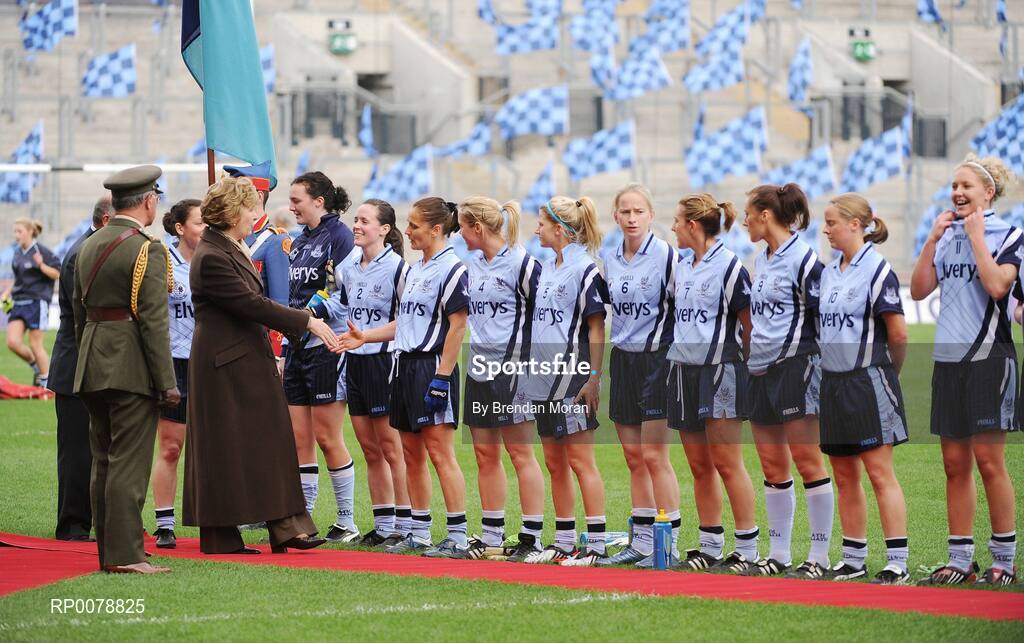 27 September 2009; President Mary McAleese meets the Dublin team before the game. TG4 All-Ireland Ladies Football Senior Championship Final, Cork v Dublin, Croke Park, Dublin. Picture credit: Brendan Moran / SPORTSFILE