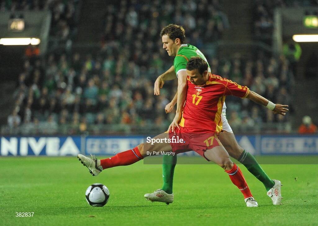 14 October 2009; Elsad Zverotic, Montenegro, in action against Kevin Kilbane, Republic of Ireland. 2010 FIFA World Cup Qualifier, Republic of Ireland v Montenegro, Croke Park, Dublin. Picture credit: Pat Murphy / SPORTSFILE