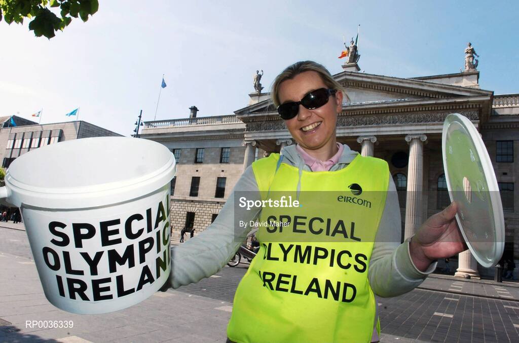 27 April 2007; Local volunteer Maria Lydon, from Co.Mayo, collecting donations on O'Connell Street, during the Special Olympics "Road to China" Collection Day, the aim of which is to provide more opportunities for people with a learning difficulty in their own communities and to help prepare Team Ireland for the 2007 World Games in China in October. O'Connell Street, Dublin. Picture credit: David Maher / SPORTSFILE
