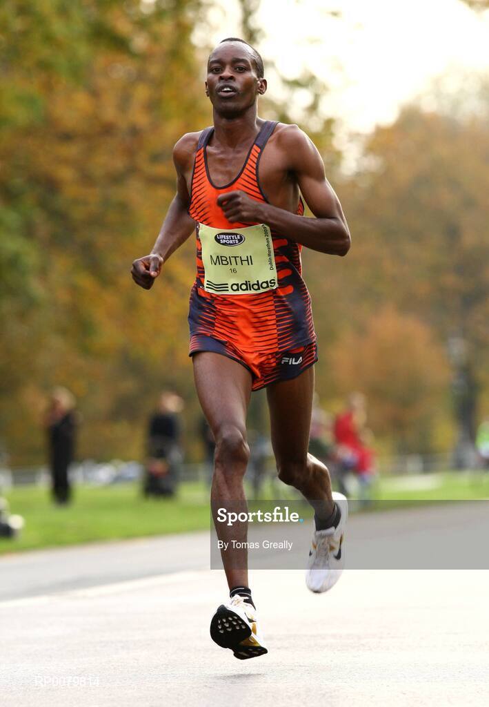 26 October 2009; Lawrence Mbithi, Kenya, in action during the Lifestyle Sports - adidas Dublin Marathon 2009. Phoenix Park, Dublin. Picture credit: Tomas Greally / SPORTSFILE