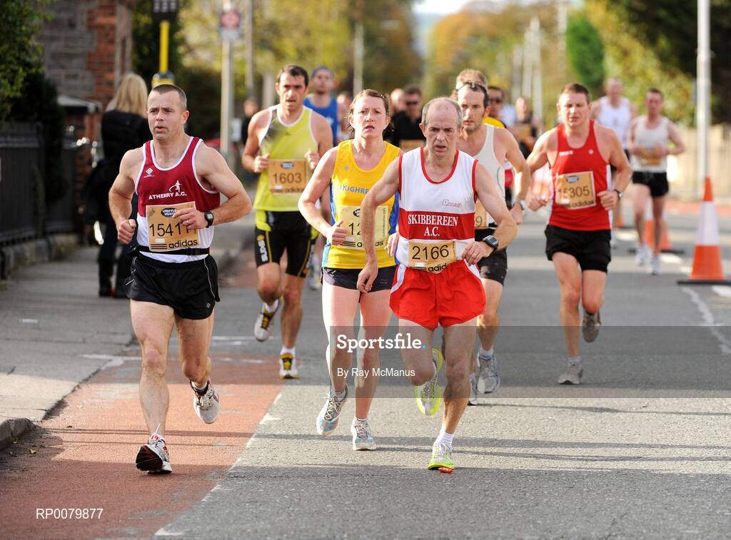 26 October 2009; Owen Adye-Curran, left, Athenry AC, Co. Galway, and Stephen O' Mahony, Skibbereen AC, Co. Cork, in  action during the Lifestyle Sports - adidas Dublin Marathon 2009. Dublin. Picture credit: Ray McManus / SPORTSFILE