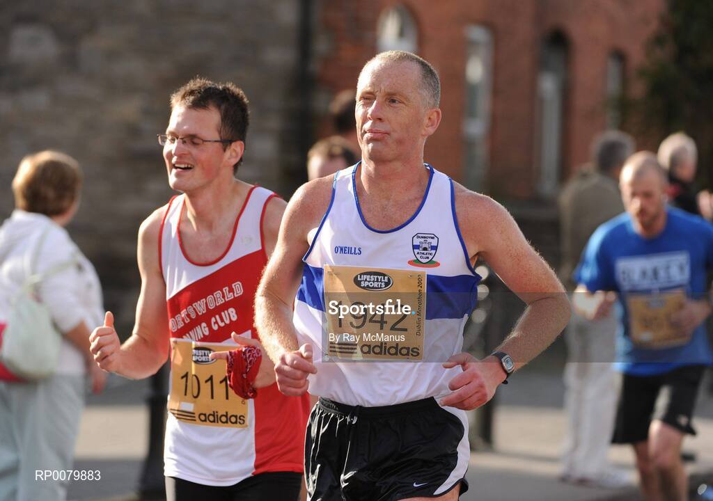 26 October 2009; Paul Gorey, right, Dunboyne A.C., Co Meath, in action during the Lifestyle Sports - adidas Dublin Marathon 2009. Dublin. Picture credit: Ray McManus / SPORTSFILE