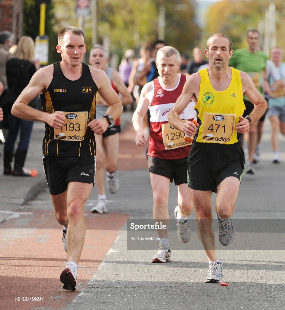 26 October 2009; Aidan McKenna, Letterkenny A.C., left, and Patrick  Doherty, Inishowen A.C., Co. Donegal, in action during the Lifestyle Sports - adidas Dublin Marathon 2009. Dublin. Picture credit: Ray McManus / SPORTSFILE