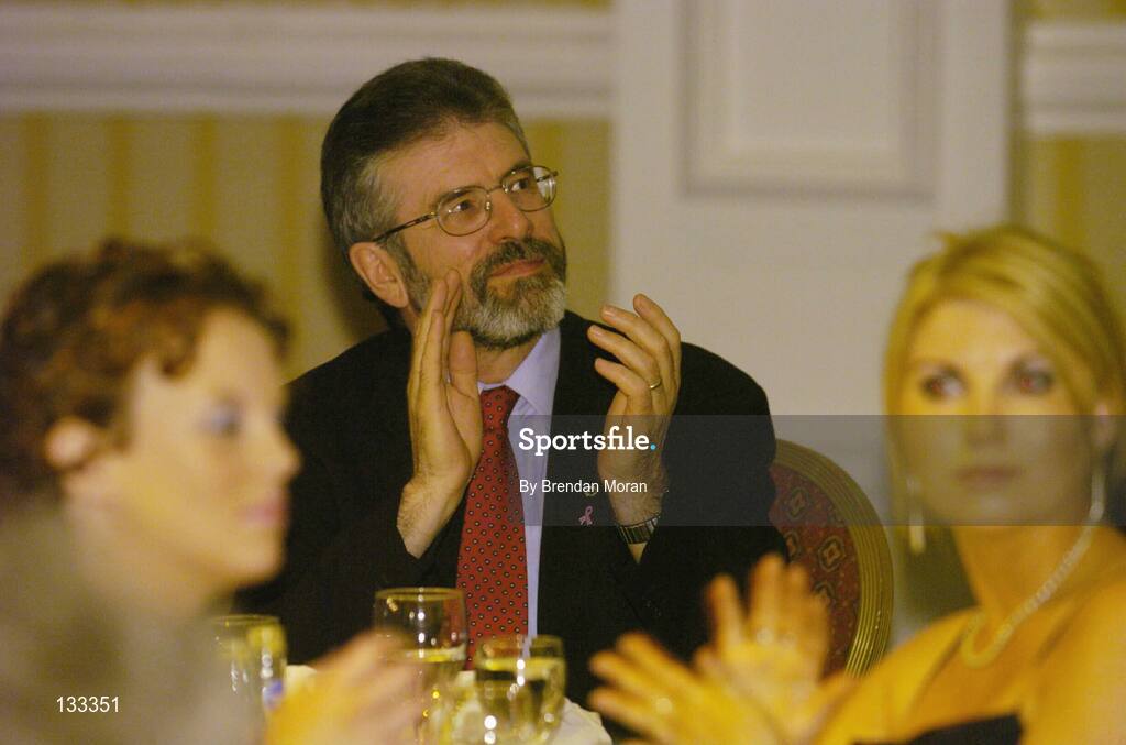 28 February 2004; President of Sinn Fein, Gerry Adams, MLA, at the Cumann Camogaiocht na nGael centenary celebrations at the Citywest Hotel, Dublin. Picture credit; Brendan Moran / SPORTSFILE