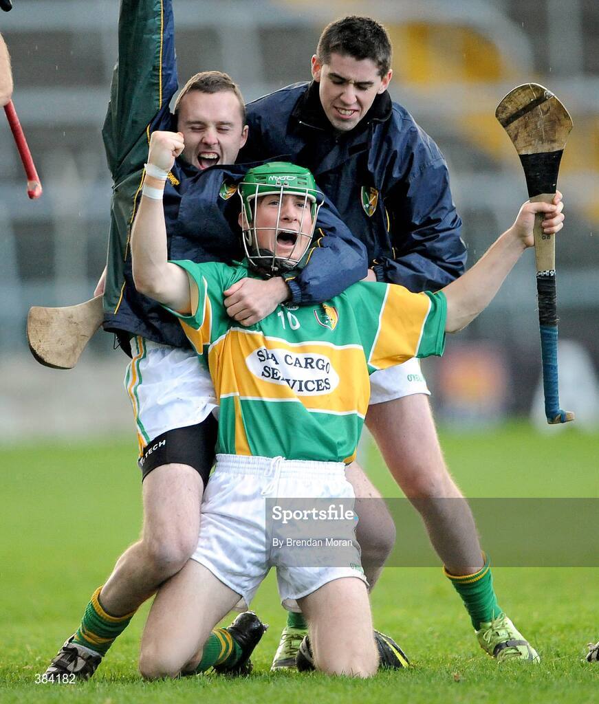 1 November 2009; Ryan Clifford, 10, Newtownshandrum, celebrates with team-mates at the final whistle. AIB GAA Hurling Munster Senior Club Championship Quarter-Final, Thurles Sarsfields v Newtownshandrum, Semple Stadium, Thurles, Co. Tipperary. Picture credit: Brendan Moran / SPORTSFILE