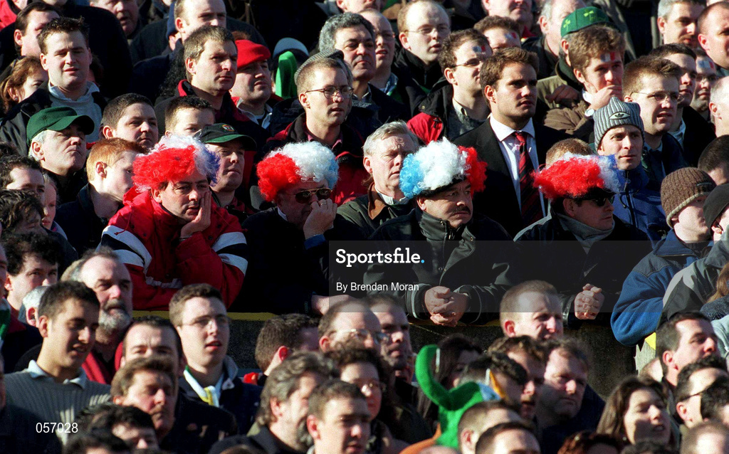 17 February 2001; France supporters during the Lloyds TSB Six Nations Rugby Championship match between Ireland and France at Lansdowne Road in Dublin. Photo by Brendan Moran/Sportsfile