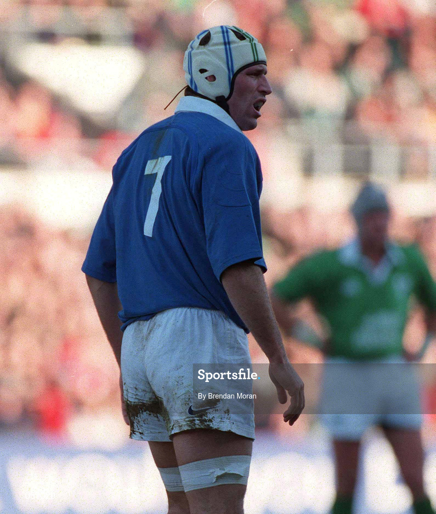 17 February 2001; Christophe Juillet of France during the Lloyds TSB Six Nations Rugby Championship match between Ireland and France at Lansdowne Road in Dublin. Photo by Brendan Moran/Sportsfile