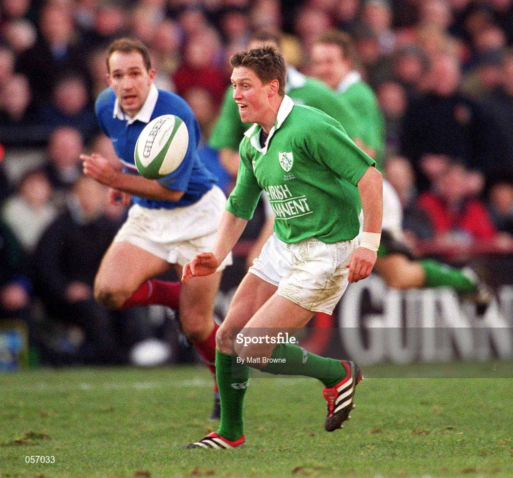 17 February 2001; Ronan O'Gara of Ireland during the Lloyds TSB Six Nations Rugby Championship match between Ireland and France at Lansdowne Road in Dublin. Photo by Matt Browne/Sportsfile