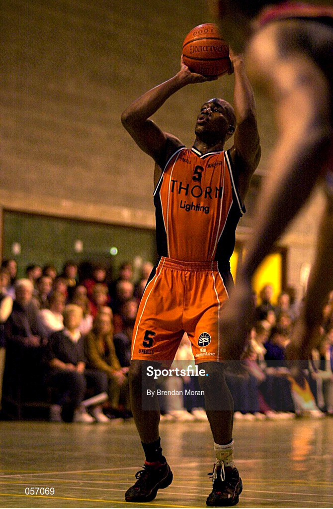 10 February 2001; Eric Jackson of Killester during the ESB Men's Superleague Basketball match between Killester and Big Al's Notre Dame at the IWAA in Clontarft, Dublin. Photo by Brendan Moran/Sportsfile