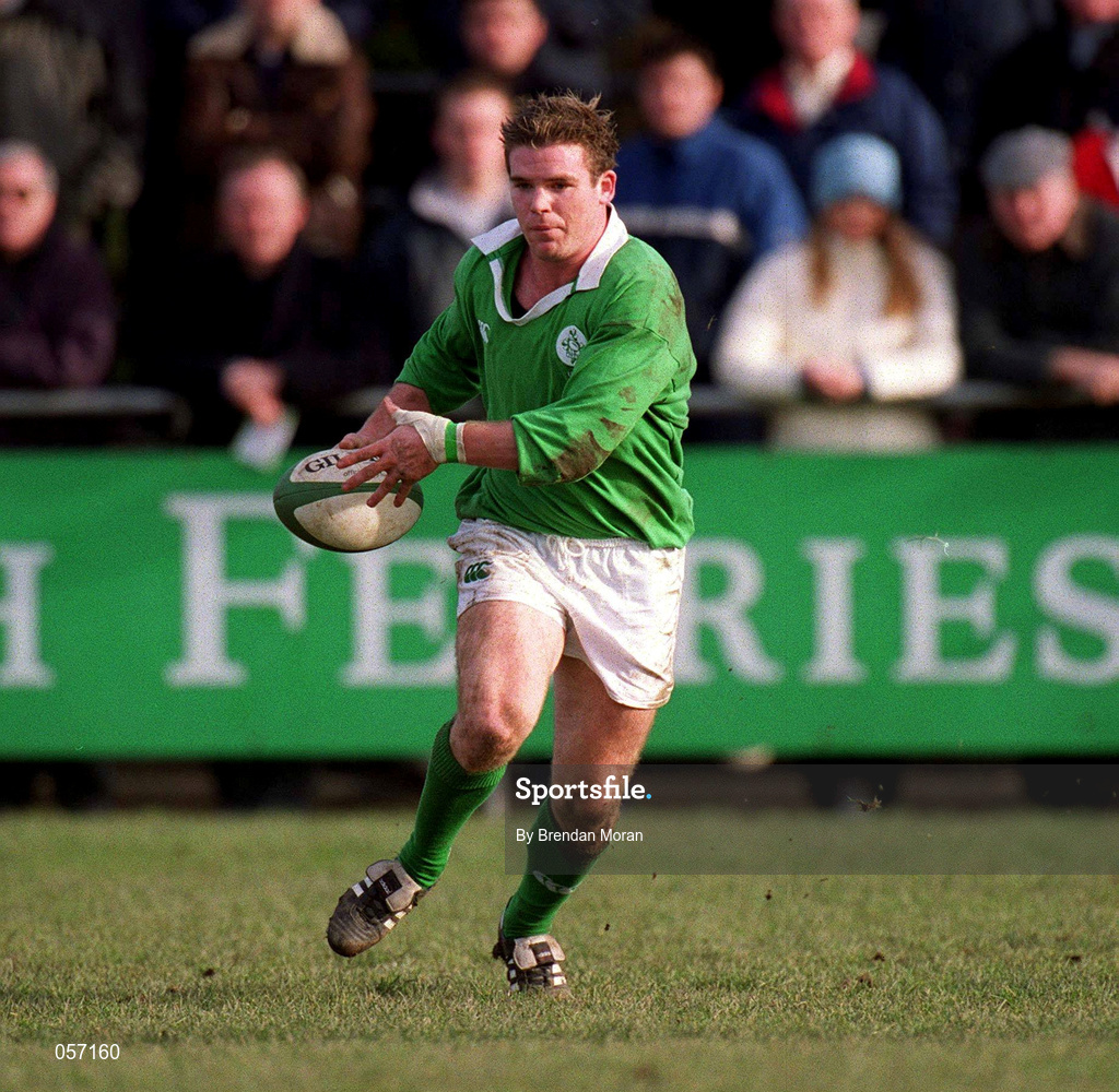 16 February 2001; Gordon D'Arcy of Ireland during the U21 Rugby International match between Ireland and France at Templeville Road in Dublin. Photo by Brendan Moran/Sportsfile