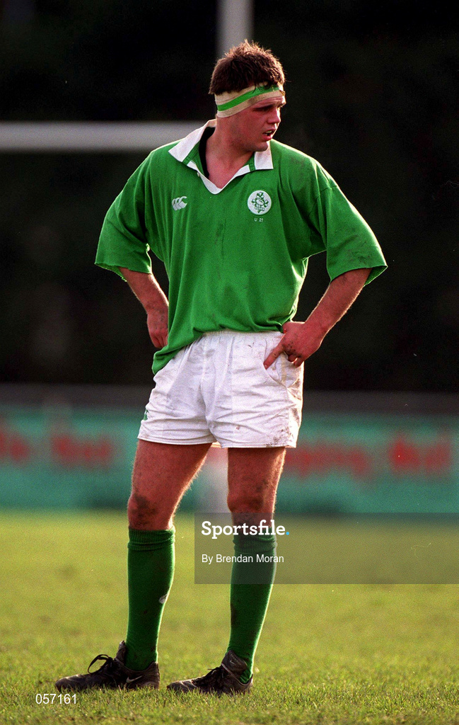 16 February 2001; Damien Browne of Ireland during the U21 Rugby International match between Ireland and France at Templeville Road in Dublin. Photo by Brendan Moran/Sportsfile